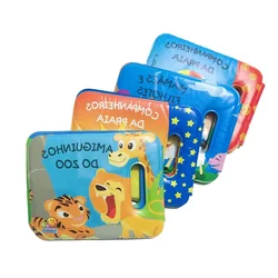 White cartoon pattern PVC travel passport holder ID card cover protective storage bag