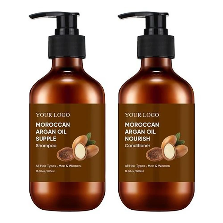 OEM Wholesale Private Label Sulfate Free Vegan Natural Morocco Argan Oil Hair Care Shampoo and Conditioner Set