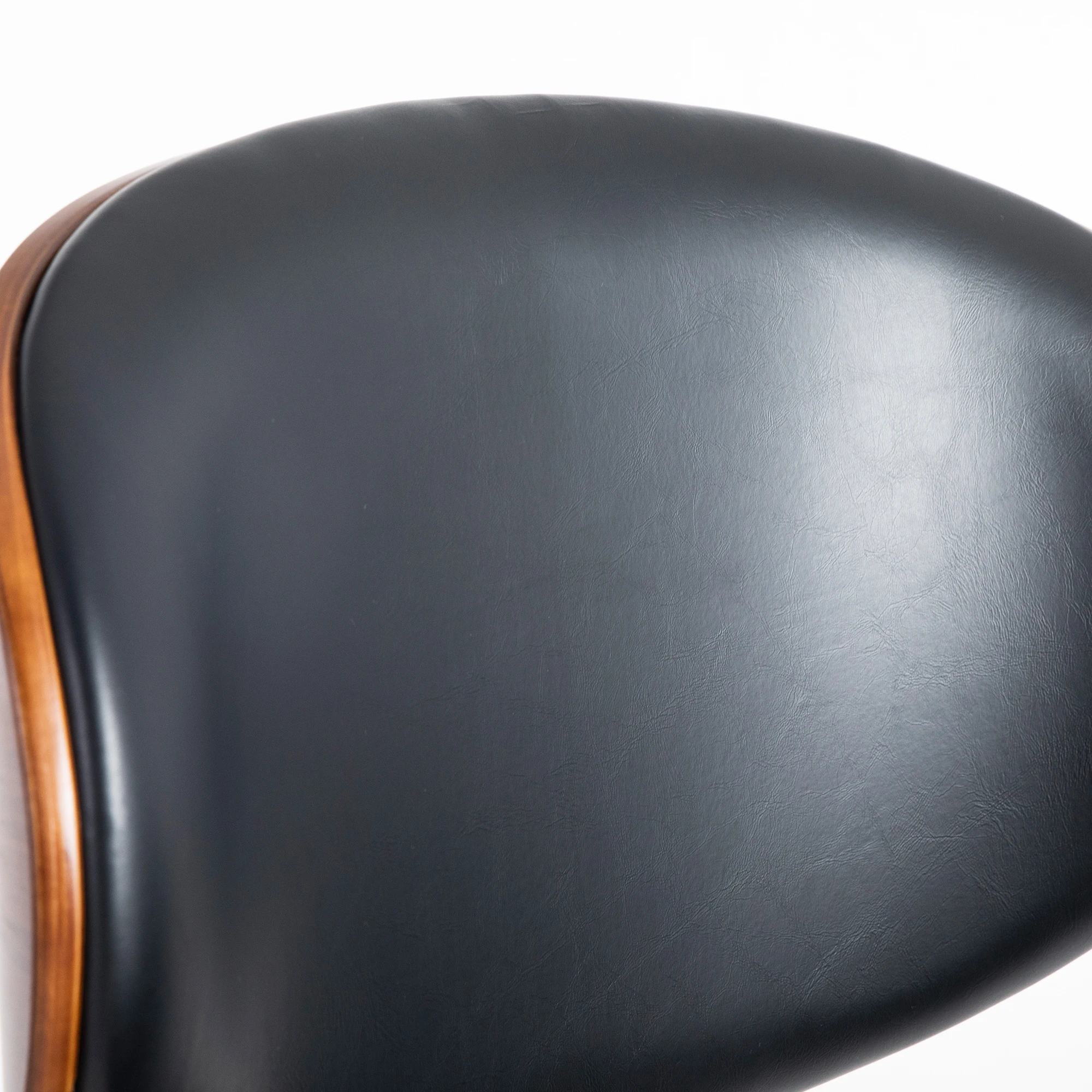 
Modern PU Faux Leather Upholstered Height Adjustable Barstool in Wood Finish, 2PCS 