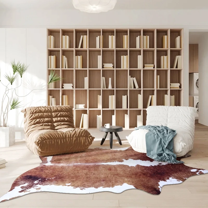 Wholesale customized Shape Animal Skin Faux Fur Cow Gold Powder Effect Printed Cowhide Rug