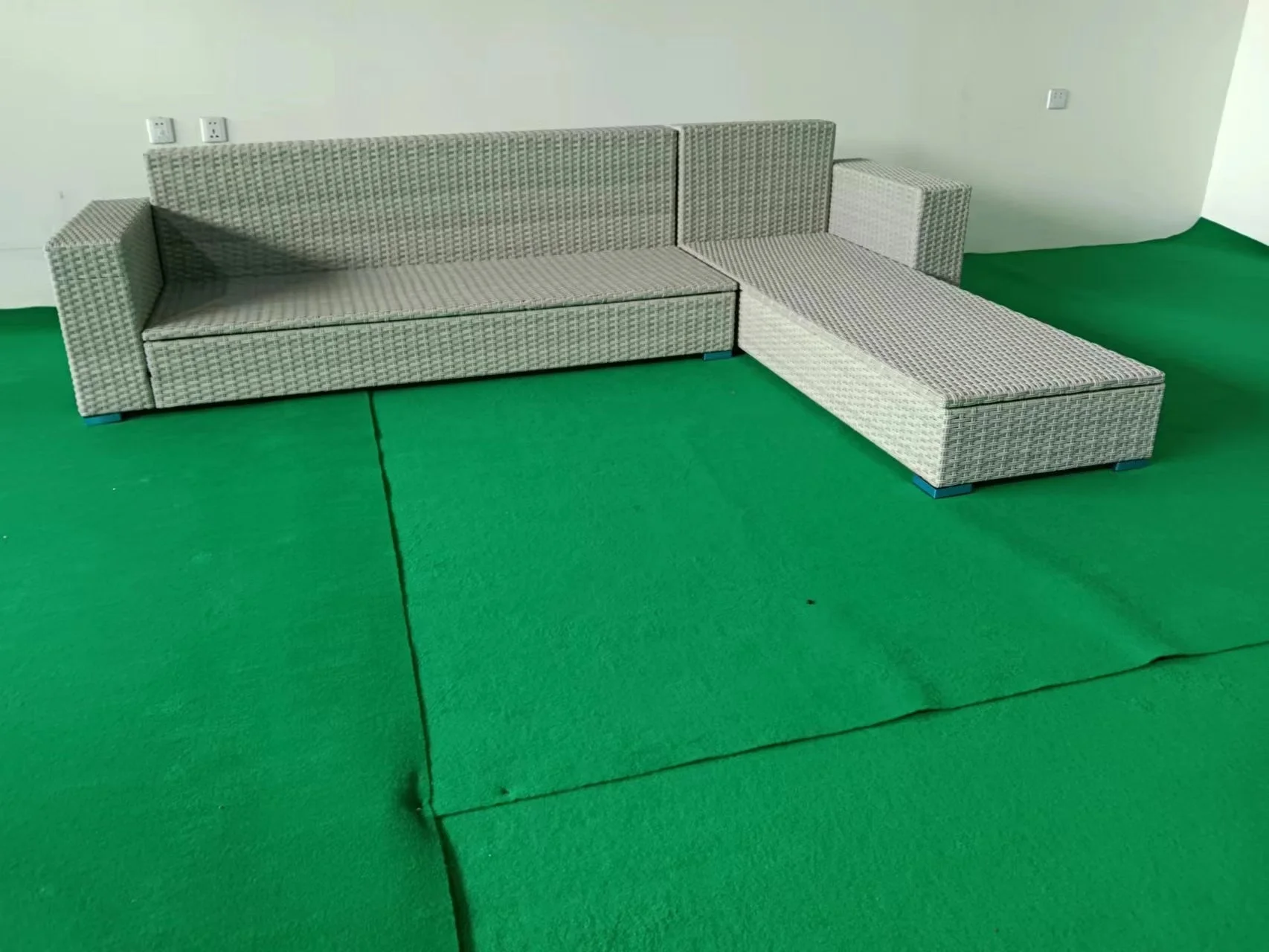 Patio Storage Furniture Set All-Weather Rattan Living Room Conversation Sofa Set with Washable Cushions,Pillows and Long Lounger