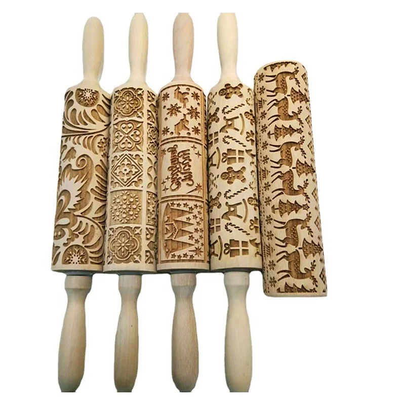 Christmas Jesus Birth Scene Laser Carving Retro Nine Palace Grid Rolling Pin