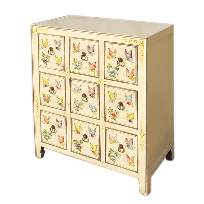 Chinese antique style wood living room furniture hand painted Cd cabinet