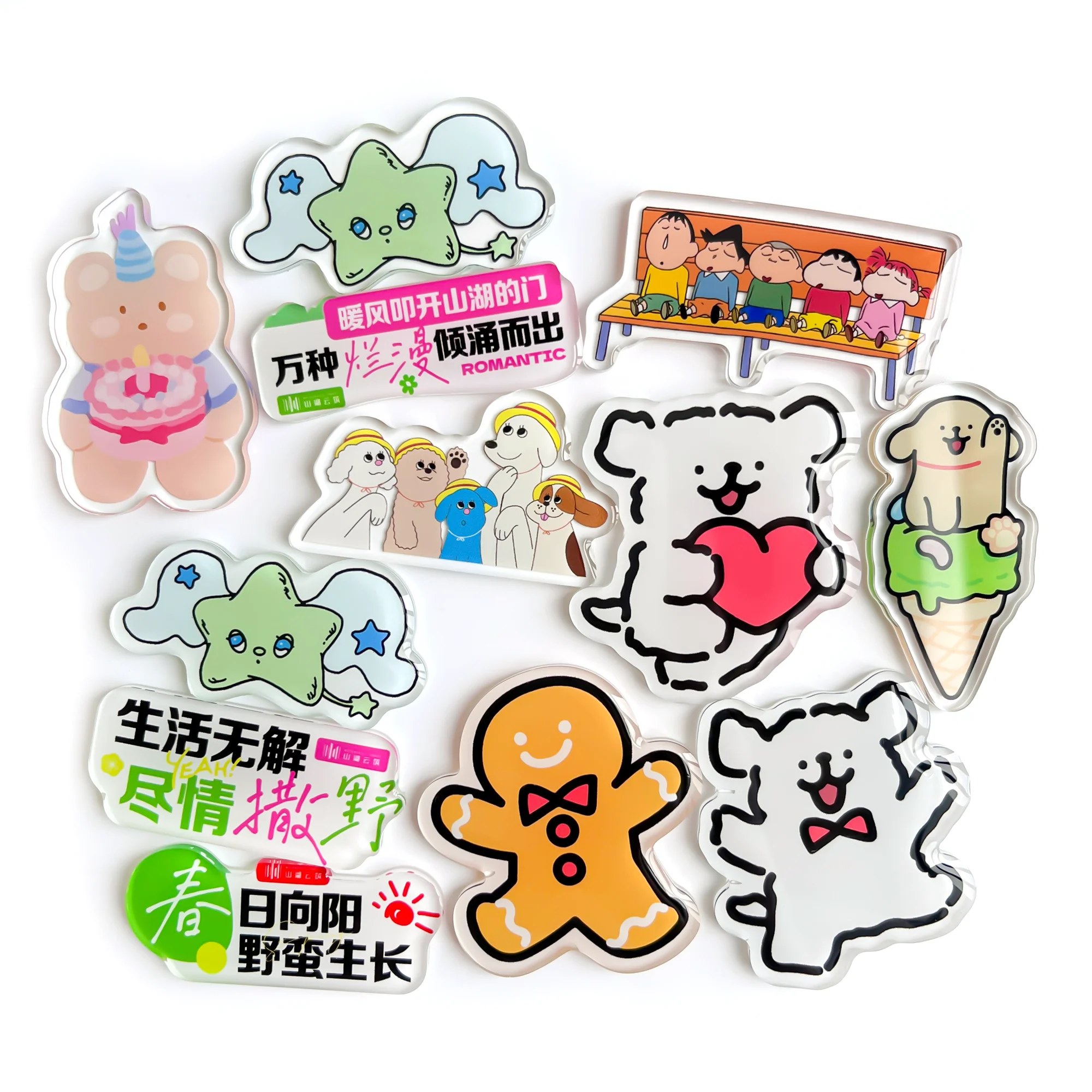 Factory price acrylic product Eco-friendly Badges cute cartoon anime design acrylic brooch for garment bag hat custom logo