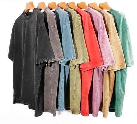 Wholesale Oem 100% Cotton Mens Oversized Tshirt Dtg Print Tee Logo T-shirt heavyweight Stone Acid Washed Vintage Custom T Shirt