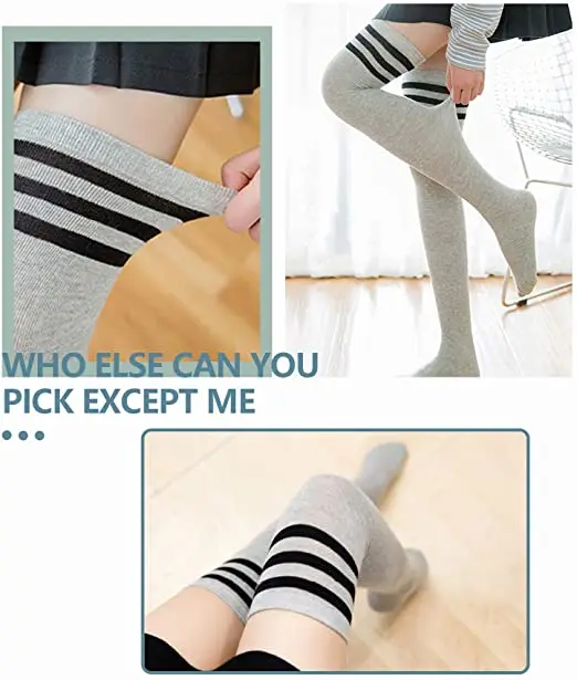 Womens Thigh High Leggings Socks Over Knee Length Socks Striped Warmer Stocking Socks for Daily Wear Cosplay