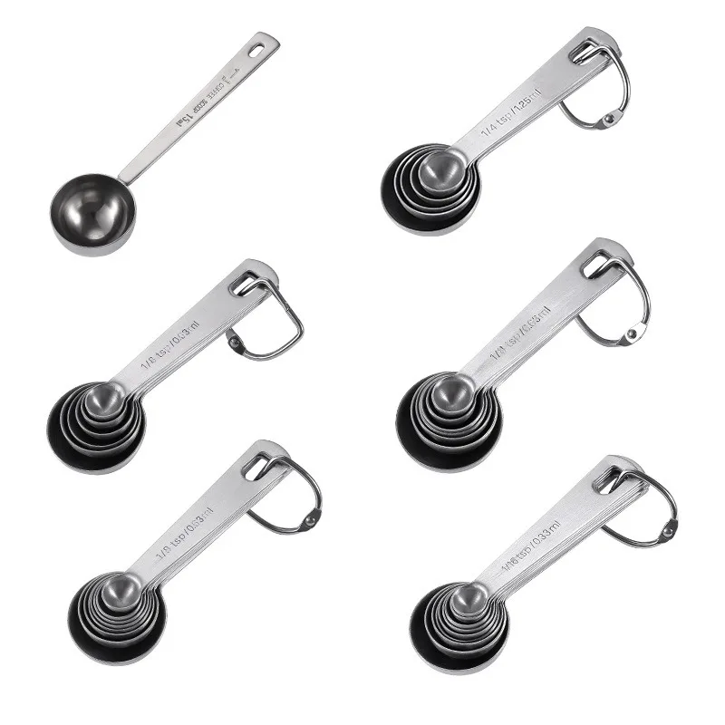 HYRI Popular 5/6/7/8/9 Pieces Set Measure Spoon Set  For Baking Tea Coffee Digital  Stainless Steel Custom Logo Metal Coffee