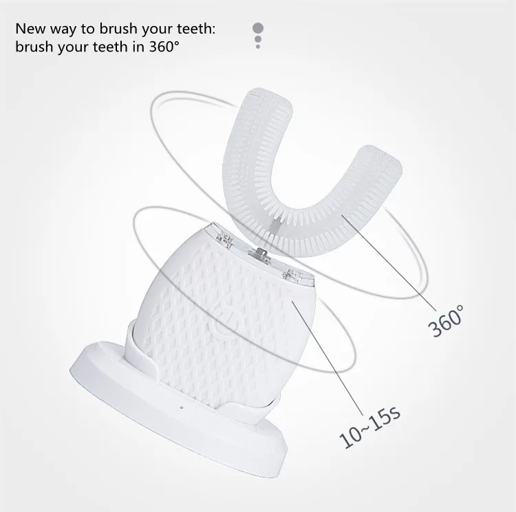 Automatic U-shaped Electric Toothbrush Lazy Smart Ultrasonic Charging Waterproof Universal Silicone Dental Beauty Apparatus