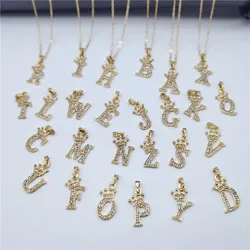 Hot sale letter crown necklace for women crystal diamond 26 letters necklace for women