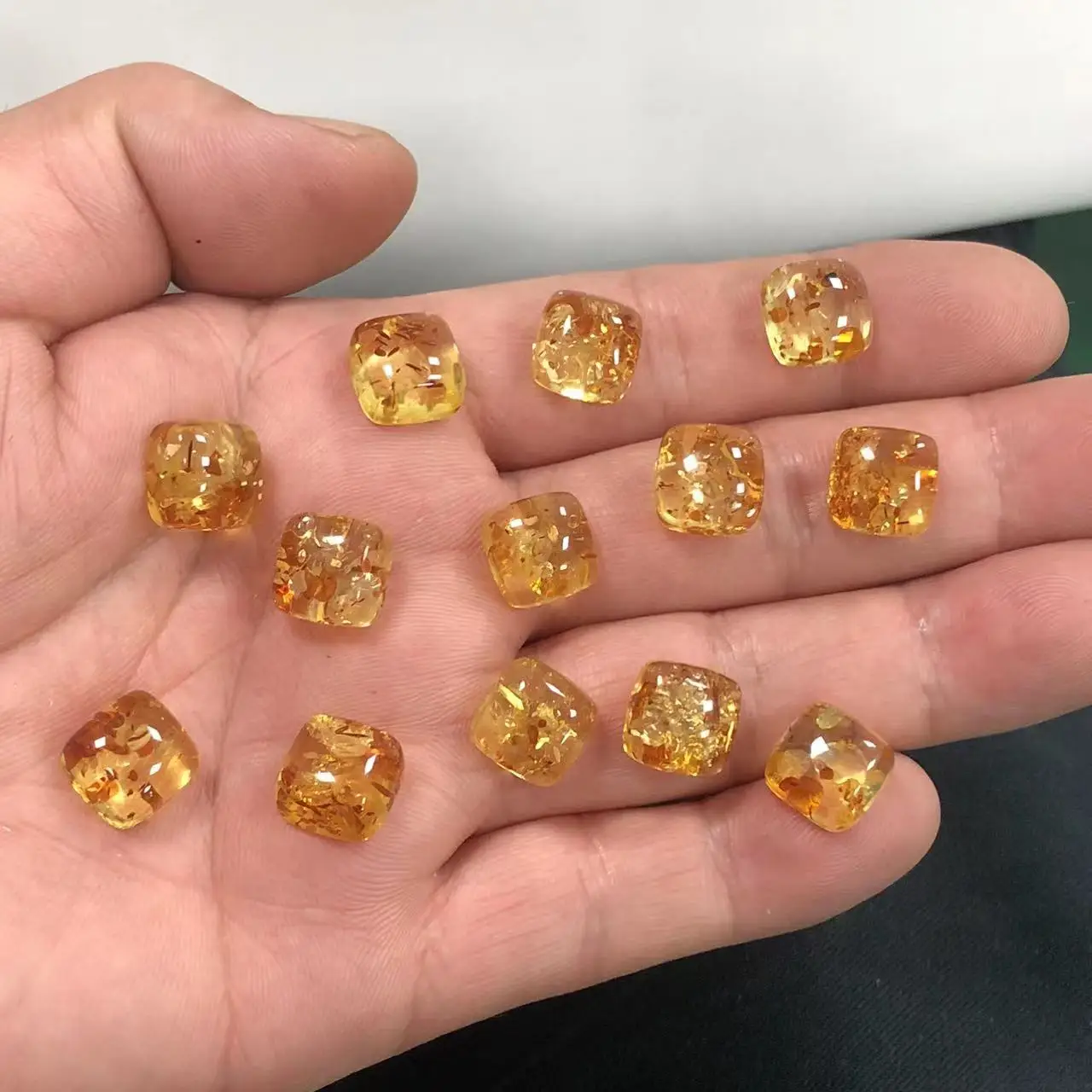 Factory custom Natural Amber Round multi-faceted angle bare stone ring gem Loose Gemstones for Jewelry Settings flower amber