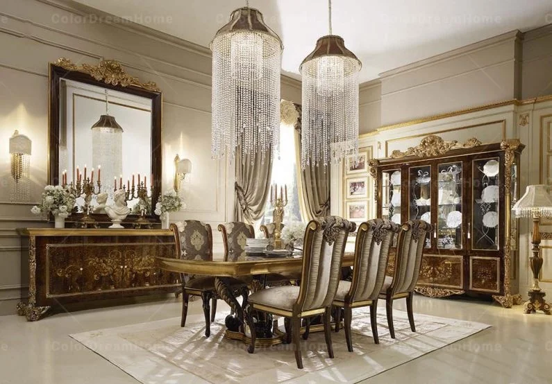 Rococo design french royal luxury wooden carved display cabinet glass wine cabinet