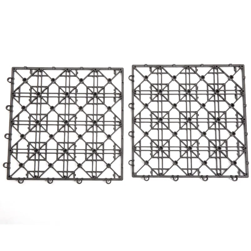 Interlock plastic base for decking and tile