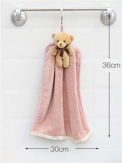 
Coral velvet cute bear microfiber christmas household cleaning small hand towels 