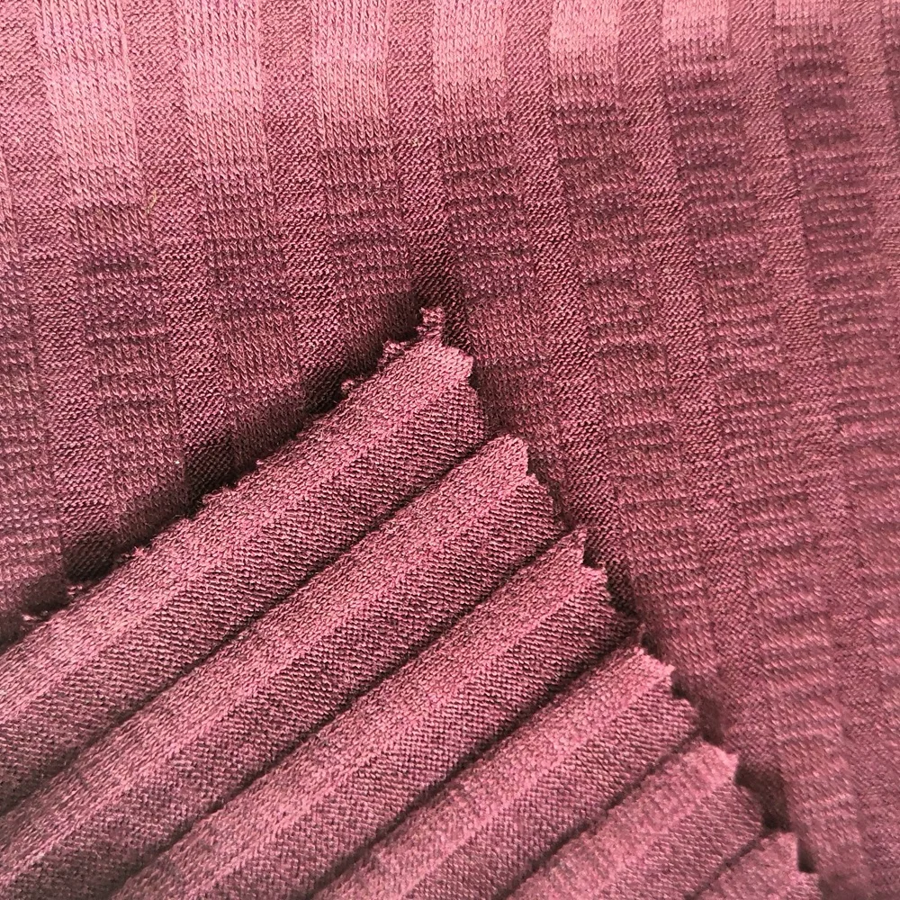 Трикотажная ткань из полиэстера и вискозы 9x7 ребер для одежды, свитера, платья