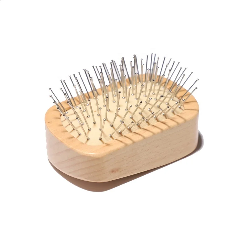 Square beech portable eco-friendly mini steel needle air cushion massage hair straightening comb
