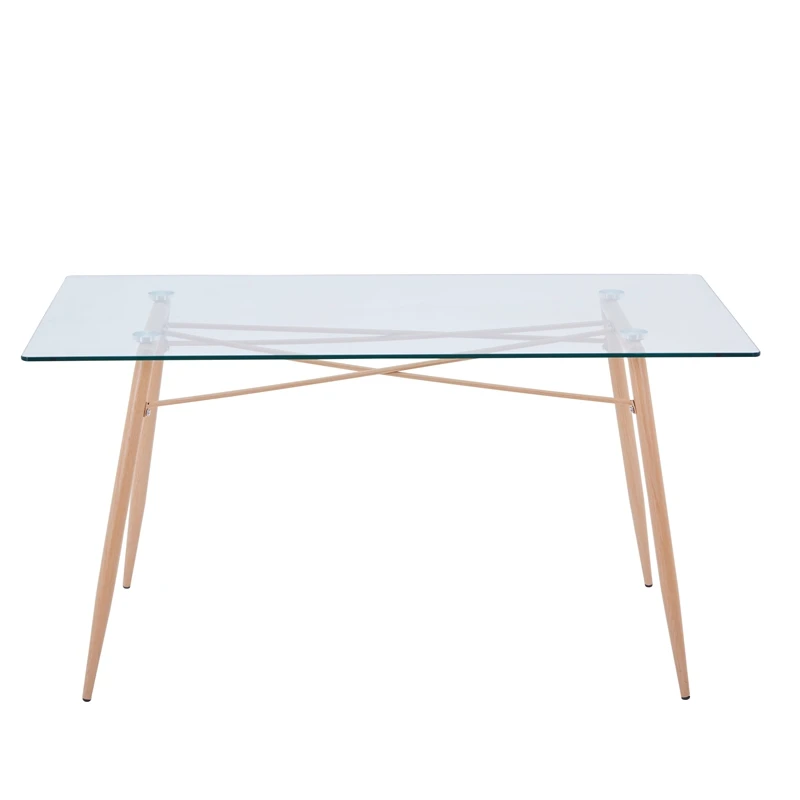 Modern luxury furniture Dining room tempered Glass top chrome base kitchen Dining table