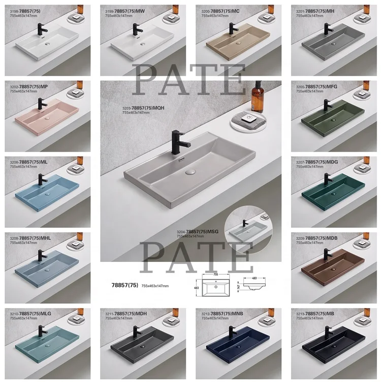 Hotel bathroom vanity sink washing basin rectangular cabinet basin European lavatorio vanity top countertops bathroom sink