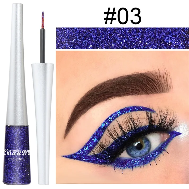 Wholesale vegan professional colorful shimmer waterproof makeup best self adhesive pigment magic Glitter Liquid Eyeliner