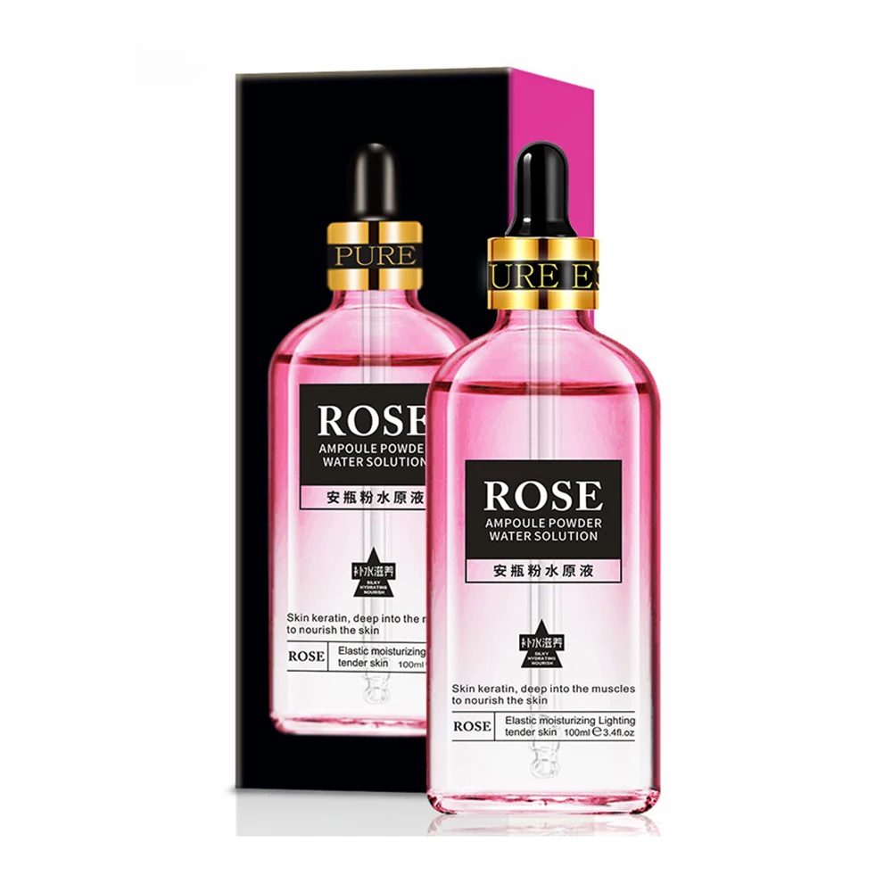 Оптовая продажа OEM от частного производителя, Органическая натуральная увлажняющая Успокаивающая Восстанавливающая увлажняющая сыворотка с розой, сыворотка для лица с розой