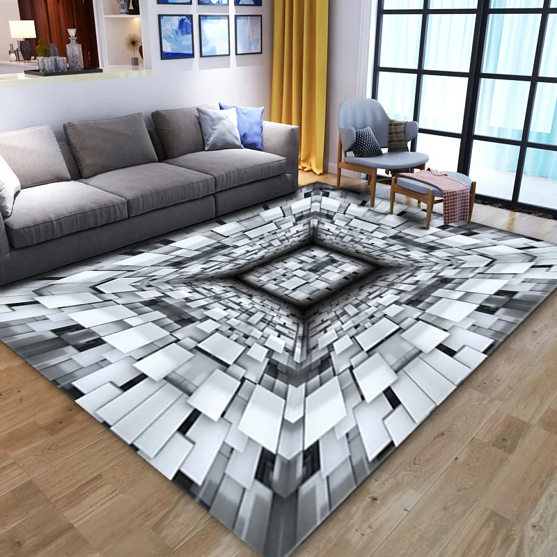 Factory direct wholesales geometry Luxury Decoration floor mat 3D Printed vision technology sense carpet for living room40*60cm