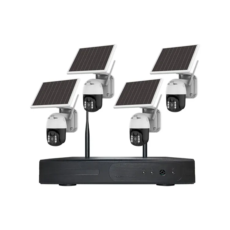 1296P 3MP Wireless WiFi Solar Surveillance Cctv System PTZ Outdoor Solar Security Camera Set Nvr Kit