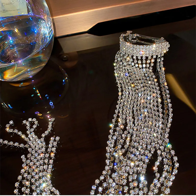 NUORO Luxury Women Long Tassel Crystal Hair Decorate Headband Wedding Hair Accessories Luxury Hair Jewellery