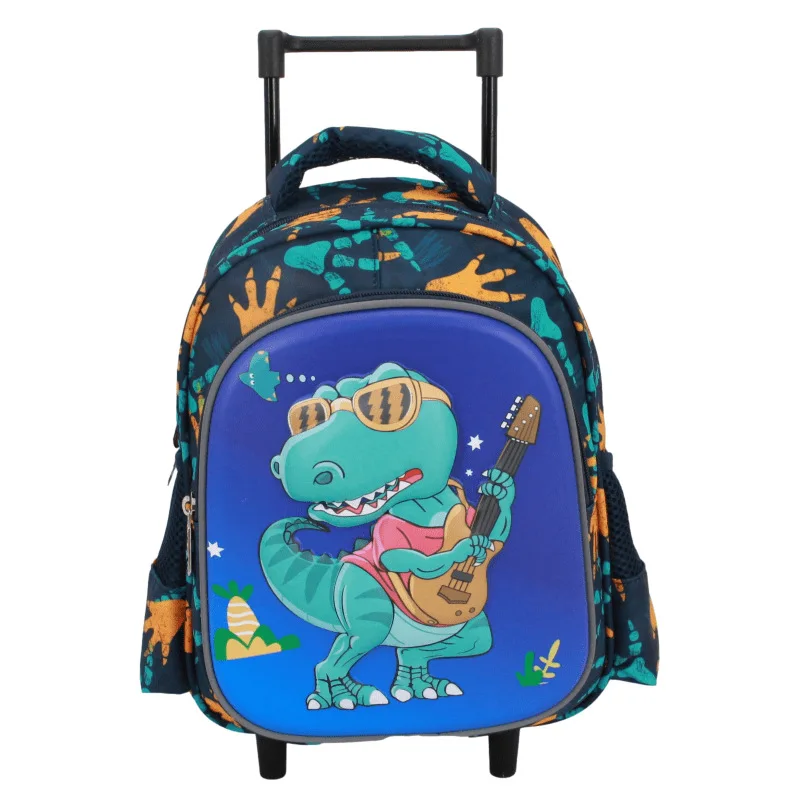 3D Cartoon Kids Wheeled Bag Waterproof Student Trolley Backpack School Bags with Large Capacity for Boys Girls Kids