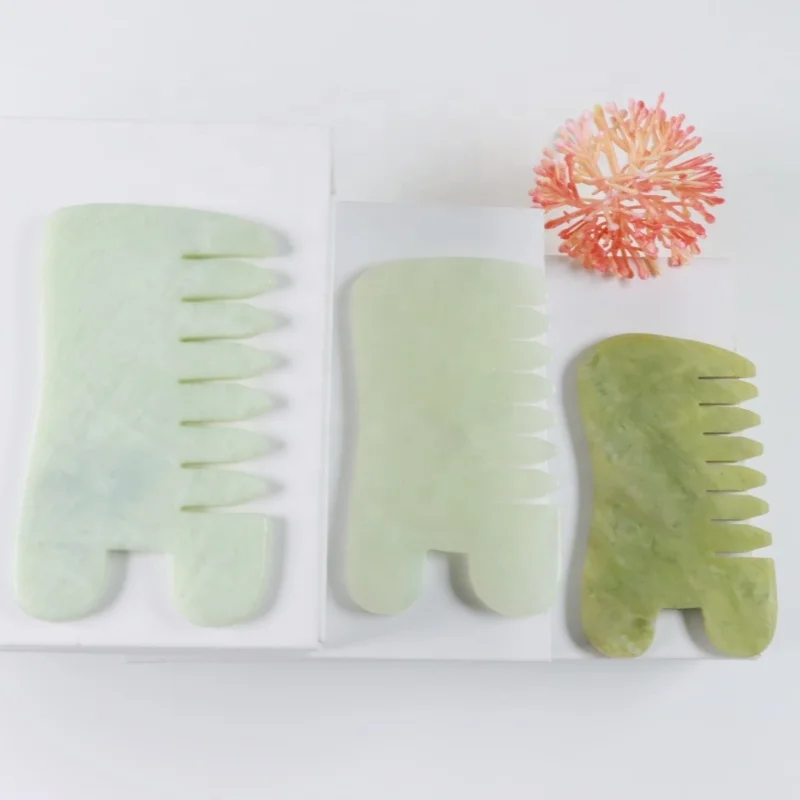 2023 jade stone scalp head massager board best natural message guasha gua sha comb