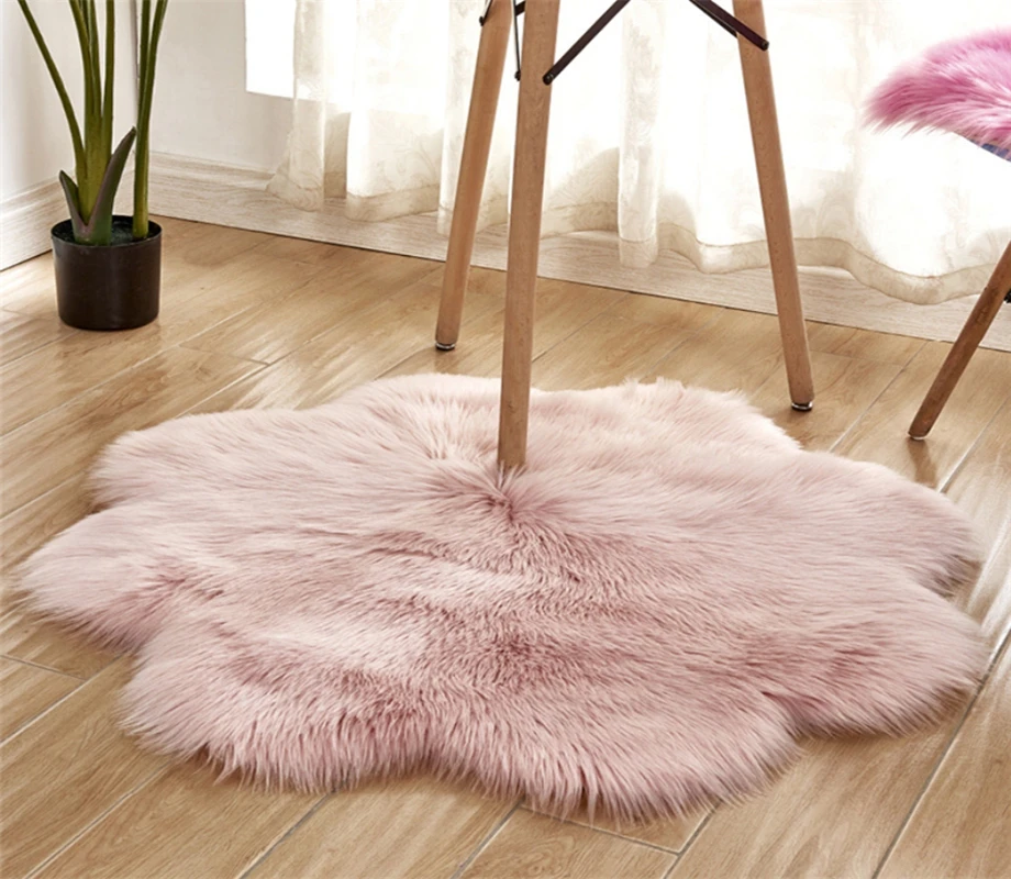 Faux Fur carpet floral Plush area carpet living room floor mat bedroom bedside floor carpet