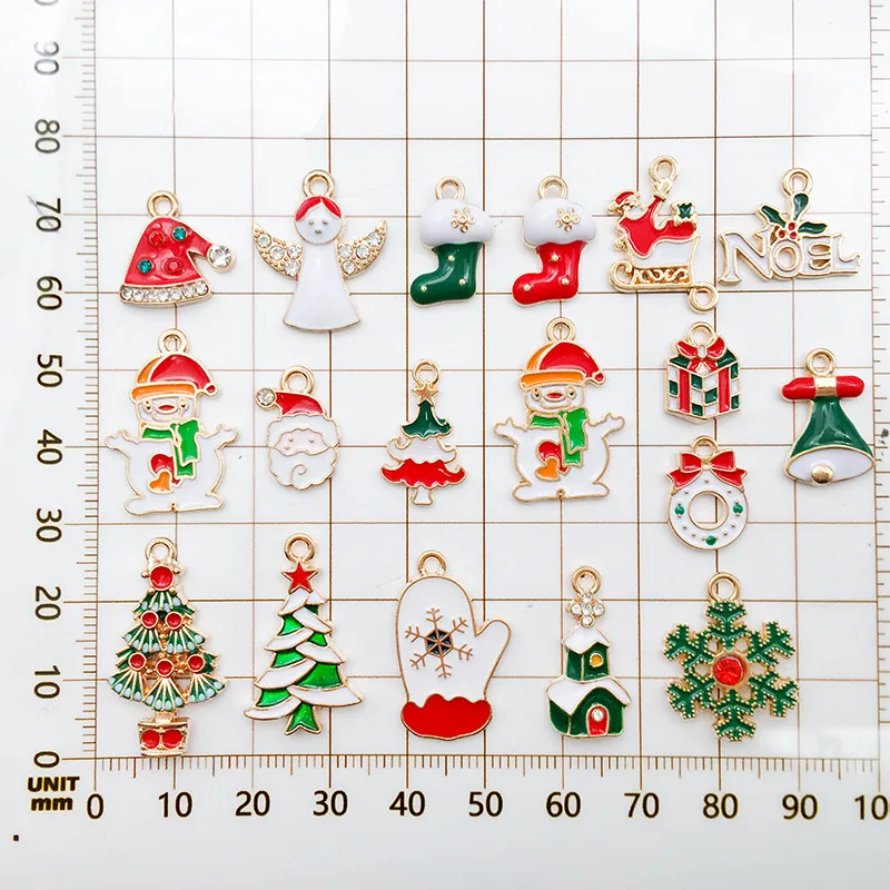 Christmas Charms Assorted Gold Plated Enamel Xmas Pendant DIY for Necklace Bracelet Jewelry Making and Crafting