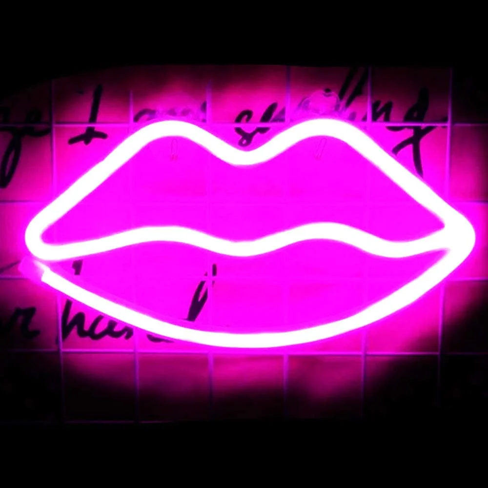 Red lips hot romantic flexible custom acrylic led neon light sign