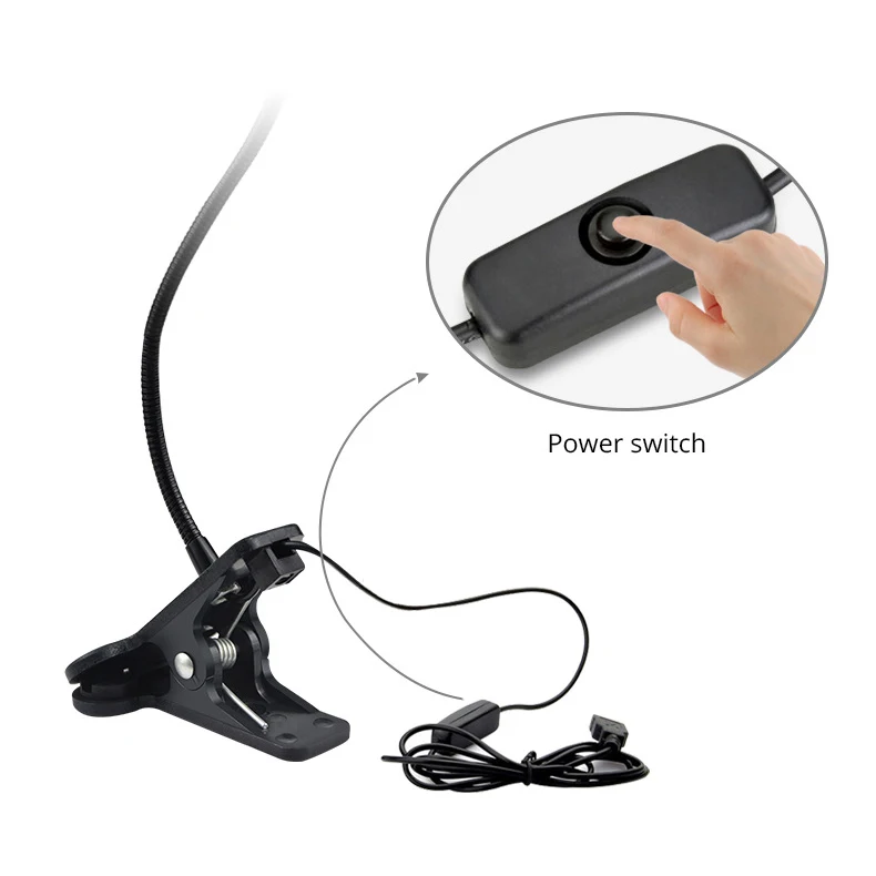 USB Power Flexible Reading LED Light Clip-on Beside Reading Lamp Bed Desk Study Room Bedroom Travel USB Table Book Lights