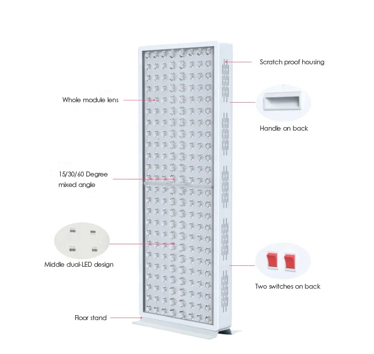 Popular 660nm 850nm IR Red Light Near Infrared LED Skin Beauty Home Light Therapy Panel Lamp With Stand