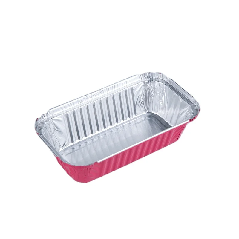 Colorful 650ml pasta spaghetti broiler packaging pan rectangle aluminum foil food box disposable take out container for catering