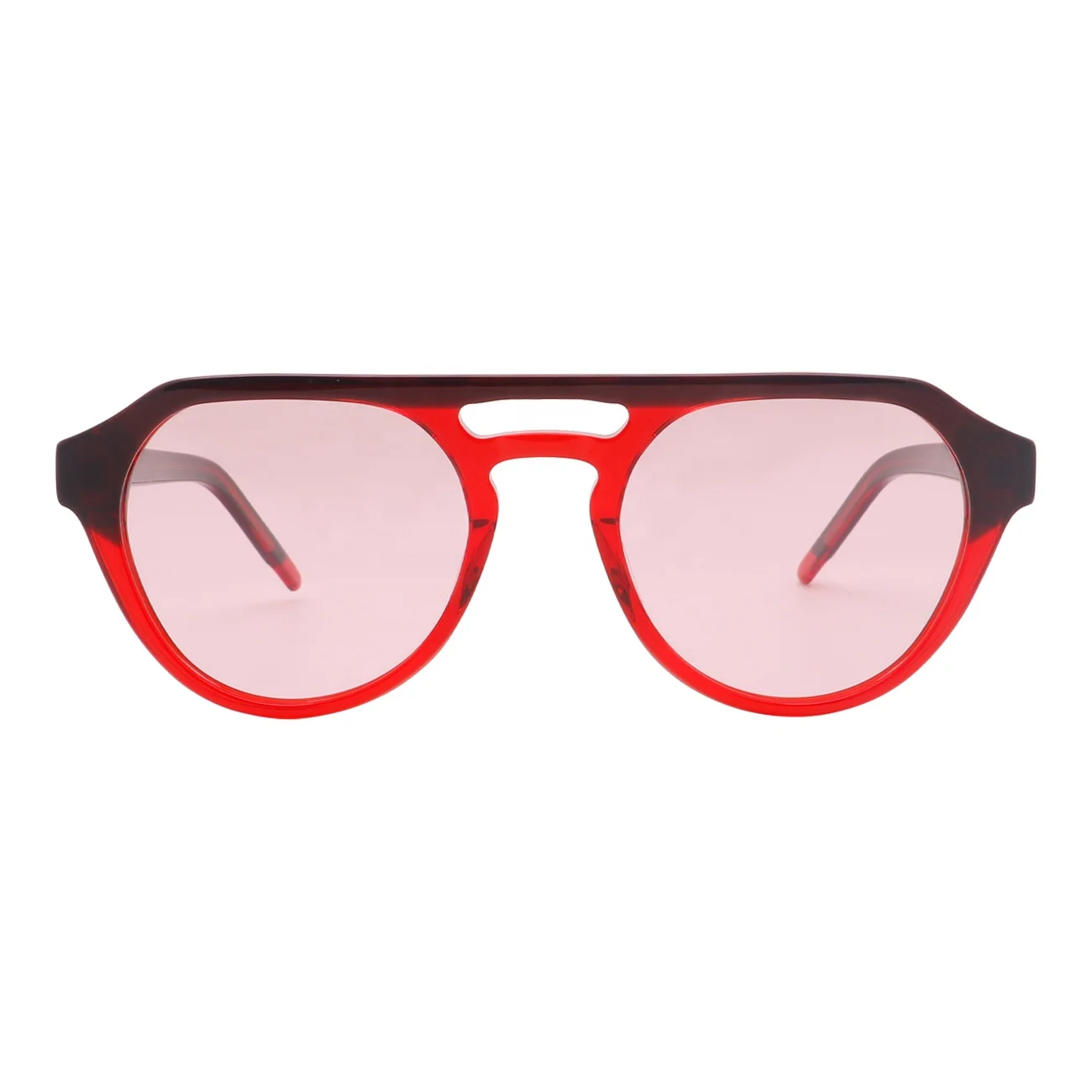 High Quality Thick Acetate Frame Polarized Pilot Sun Glasses New Stylish Custom Logo Men Women Brown Flat Top Sunglasses UV400