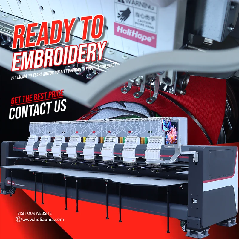 HoliHope Monogram Machine Embroidery Cheap Price 15 Needles 8 Head Commercial Computer Embroidery Machine For Cap T-shirt Flat