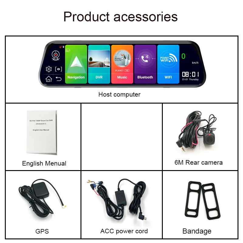 10 inch 4G Car dvr camera FHD 1080P ADAS dash cam android 8.1 2G+32GB gps navigation WIFI driving recorder dvr rearview mirror