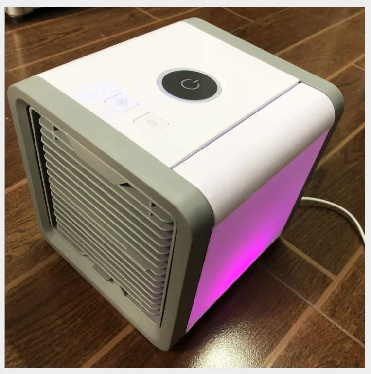 oem LED 7 Colors Night Light USB mini air conditioner misting fan water evaporative air cooler for home Portable Air Conditioner
