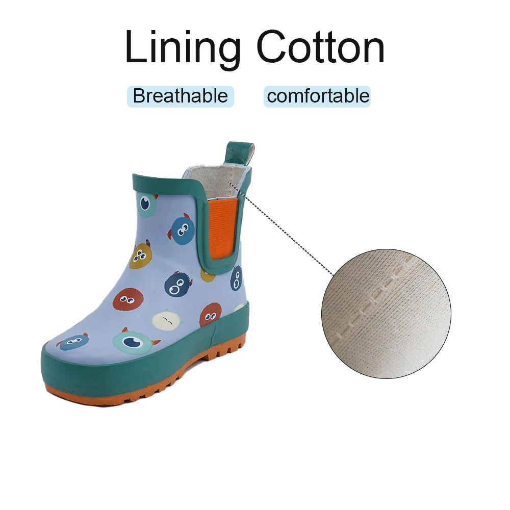 Customize Logo Matte Cartoon Elastic Band Kid Child Low Cut Custom Ankles Mud Unisex Matte Rain Boots