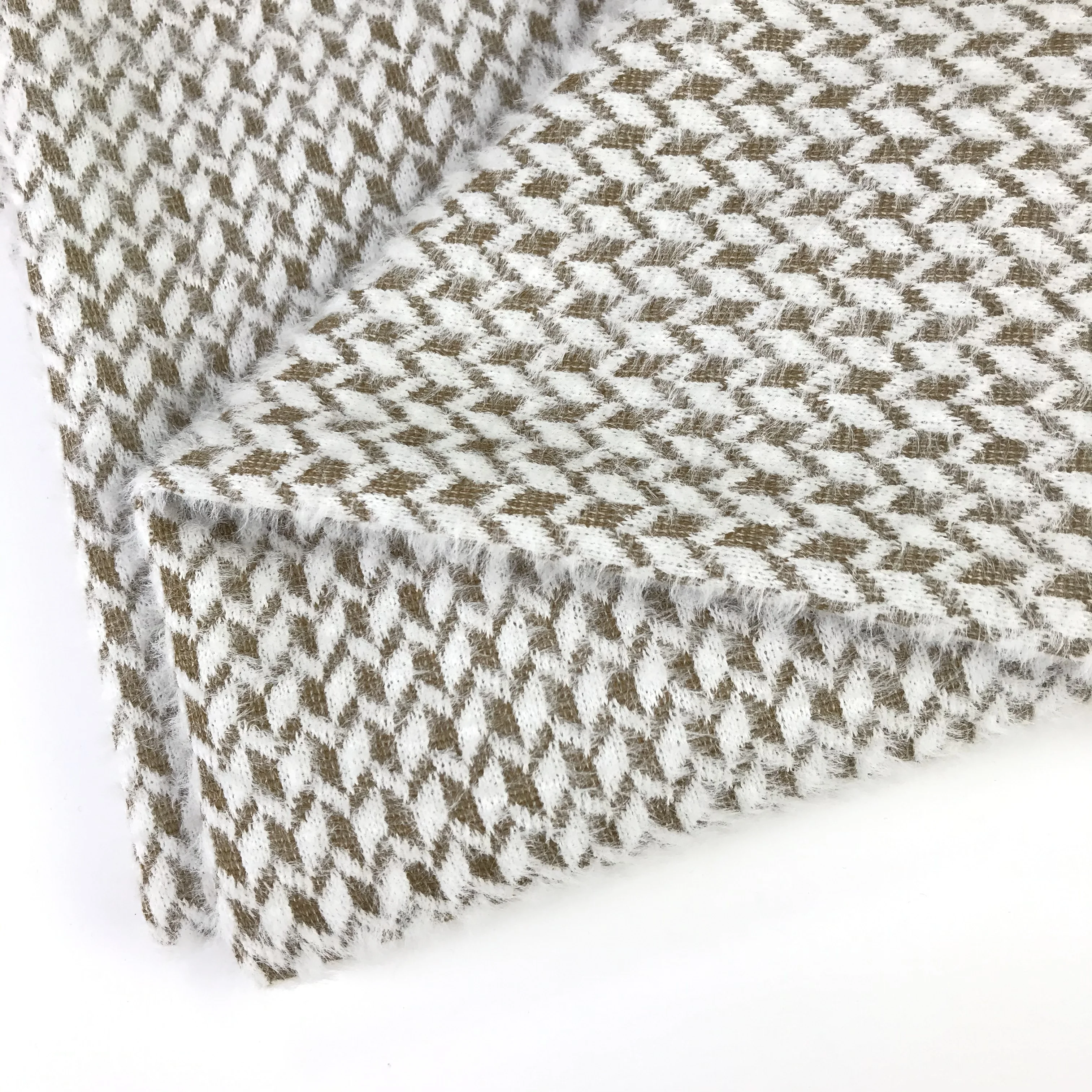 Hot selling hacci polyester jersey  imitate mink cashmere with diamond check comfortable hand feel for all kinds of coat