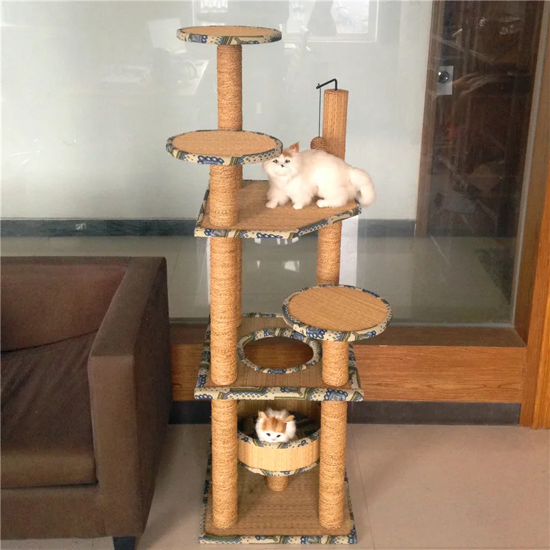 Игрушка для домашних животных, кошачьи животные, многоуровневые кошачьи деревья с сизальным покрытием, соломенный коврик, роскошное кошачье дерево