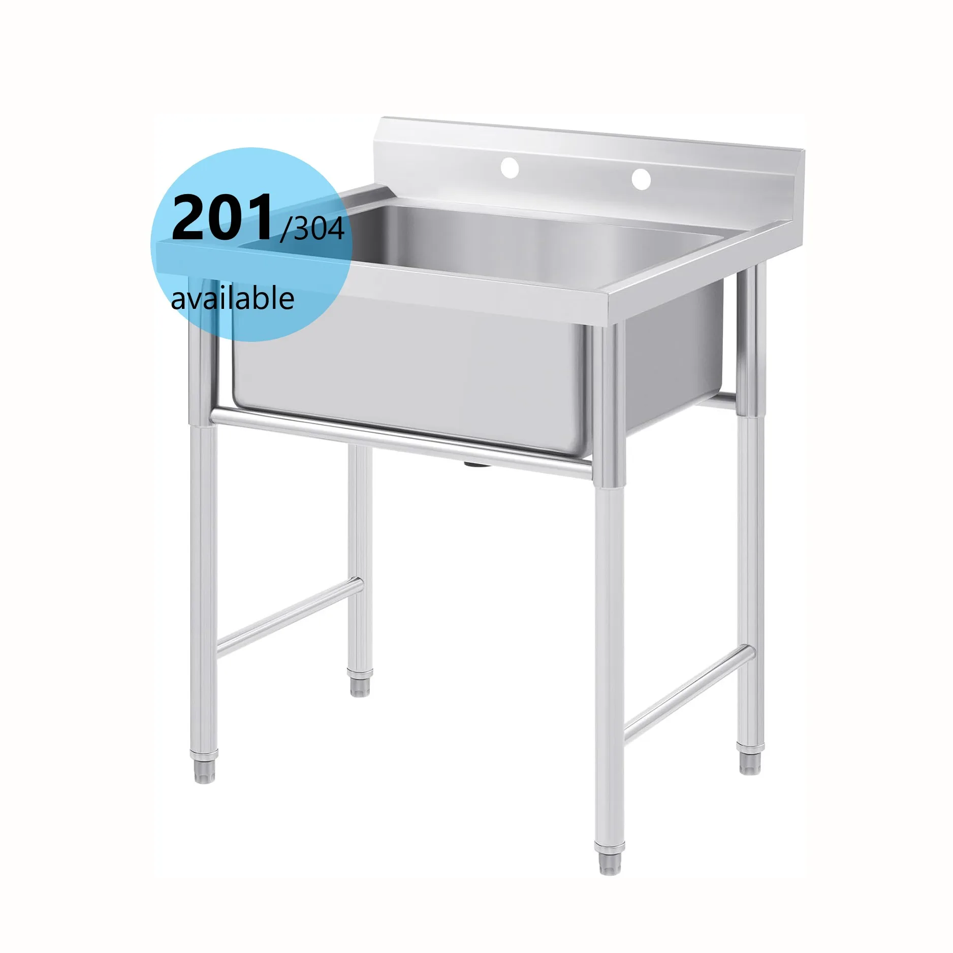 201/304 Stainless Steel Commercial SS Double Sink Stainless Steel Restaurant 2 Compartment Commercial Sink