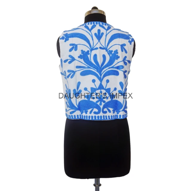 Bohemian Vintage Suzani Vest Jacket For Women Cotton Indian Embroidery jackets Ethnic Inspired Party Wear Open Front Suzani Vest
