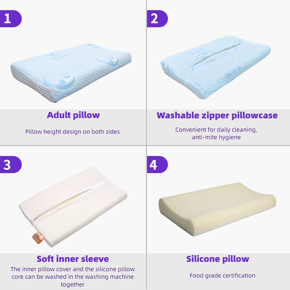 Classic Style Summer Hot Sale Luxury Comfortable Big Bed Latex Silicone Pillow Natural Healthy Breathable Soft Kids Pillow