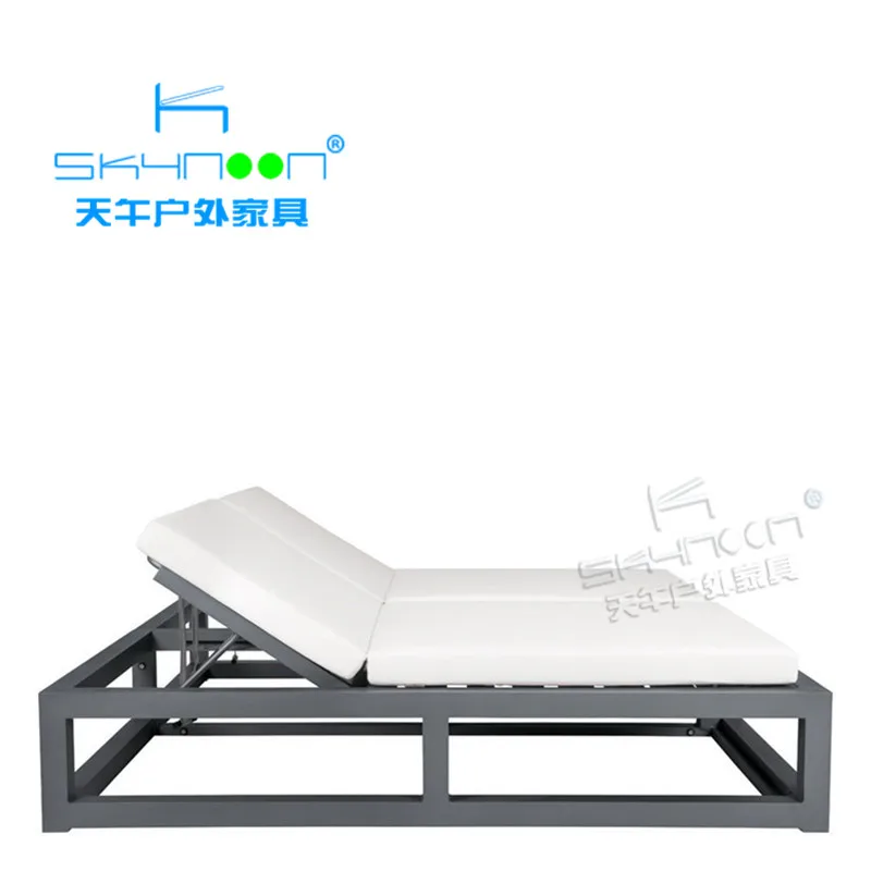 new arrival aluminium patio double chaise lounge outdoor pool sun lounger modern beach sun bed lounger double sun lounger(33017)