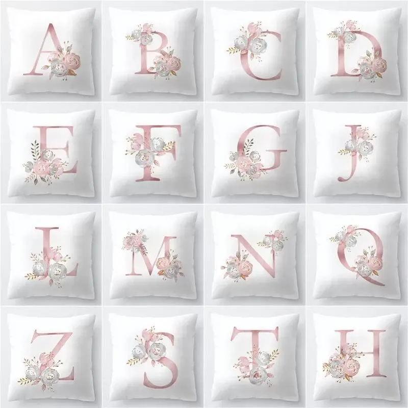 Modern simple Pink Letter Printing Throw Pillow Covers Pillowcase Home Wedding Birthday Party Decoration Cushion Covers