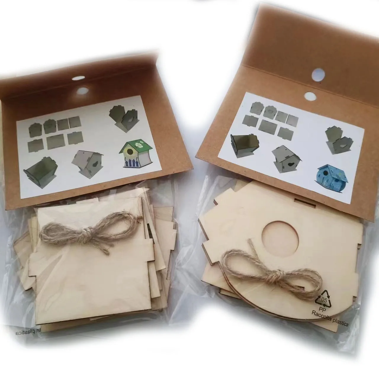 Wooden House Cutout Ornaments Christmas Tree Wooden DIY House with Ropes 3d puzzle set