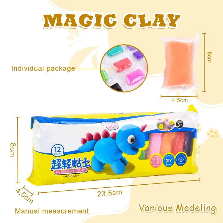 modeling 12 color air clay dry super light bag space polymer diy soft