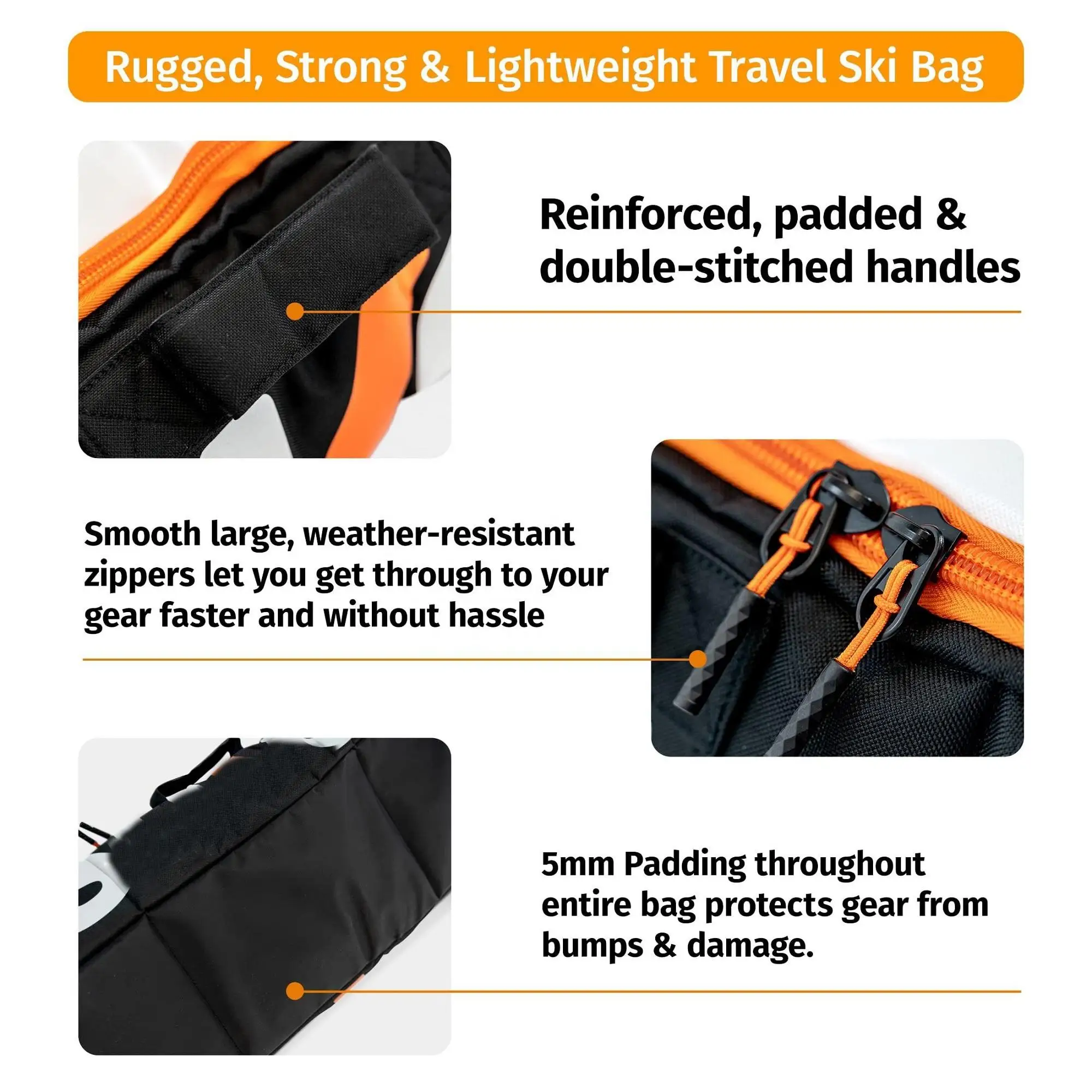 Custom Logo Durable Multifunctional Snow Equipment Ski Snowboard Bag Adjustable Length Ski Travel Carry Case