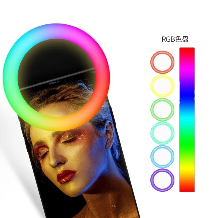 Mini Rechargeable Mobile Accessories Camera Clip Beauty Makeup Smart Cell Phone Flash RGB led soft Selfie Ring Light